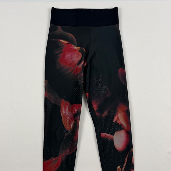 ultracor Pants - Ultracor Womens Floral Laser Cut High Waist Performance Leggings Black Red S